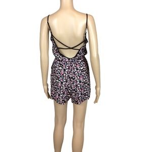 Strappy back floral printed romper
